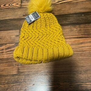 Yellow Knit Beanie with Pom Pom